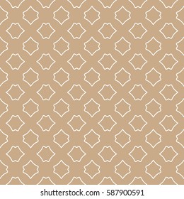 Seamless geometric line pattern. Interlacing texture for wallpaper, banners, invitation cards, fabric print. Tribal ethnic linear seamless background in indian, islamic, arabic style. Brown and white