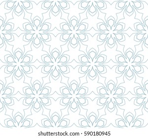 Seamless geometric line pattern. Interlacing linear texture for wallpaper, packaging, banners, invitations, business cards, fabric print. Interweaving blue and white graphic sketch background