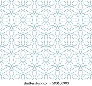 Seamless geometric line pattern. Interlacing linear texture for wallpaper, packaging, banners, invitations, business cards, fabric print. Interweaving blue and white graphic sketch background