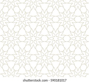 Seamless geometric line pattern. Interlacing linear texture for wallpaper, packaging, banners, invitations, business cards, fabric print. Interweaving golden brown and white graphic sketch background