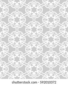 Seamless geometric line pattern. Interlacing linear texture for wallpaper, packaging, banners, invitations, business cards, fabric print. Interweaving gray and white graphic sketch background