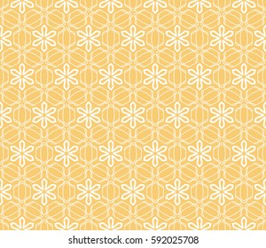 Seamless geometric line pattern. Interlacing linear texture for wallpaper, packaging, banners, invitations, business cards, fabric print. Interweaving yellow and white graphic sketch background