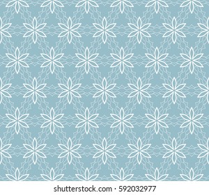 Seamless geometric line pattern. Interlacing linear texture for wallpaper, packaging, banners, invitations, business cards, fabric print. Interweaving blue and white graphic sketch background