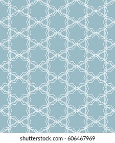 Seamless geometric line pattern. Interlacing linear texture for wallpaper, packaging, banners, invitations, business cards, fabric print. Interweaving monochrome blue graphic sketch background