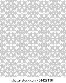 Seamless geometric line pattern. Interlacing linear texture for wallpaper, packaging, banners, invitations, business cards, fabric print. Interweaving gray and white graphic sketch background