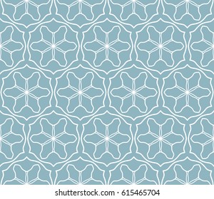Seamless geometric line pattern. Interlacing linear texture for wallpaper, packaging, banners, invitations, business cards, fabric print. Interweaving blue and white graphic sketch background