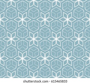 Seamless geometric line pattern. Interlacing linear texture for wallpaper, packaging, banners, invitations, business cards, fabric print. Interweaving blue and white graphic sketch background