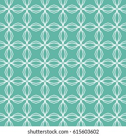 Seamless geometric line pattern. Interlacing linear texture for wallpaper, packaging, banners, invitations, business cards, fabric print. Interweaving green and white graphic sketch background