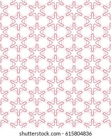 Seamless geometric line pattern. Interlacing linear texture for wallpaper, packaging, banners, invitations, business cards, fabric print. Interweaving monochrome pink graphic sketch background