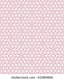 Seamless geometric line pattern. Interlacing linear texture for wallpaper, packaging, banners, invitations, business cards, fabric print. Interweaving monochrome pink graphic sketch background