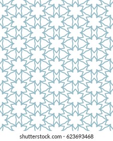 Seamless geometric line pattern. Interlacing linear texture for wallpaper, packaging, banners, invitations, business cards, fabric print. Interweaving blue and white graphic sketch background