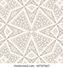 Seamless geometric line pattern. Interlacing texture for wallpaper, banners, invitation cards, fabric print. Tribal ethnic linear seamless background in indian, islamic, arabic style