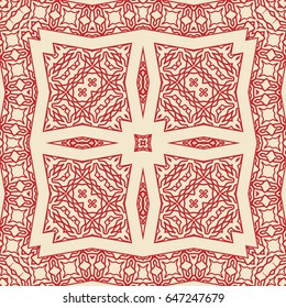 Seamless geometric line pattern. Interlacing texture for wallpaper, banners, invitation cards, fabric print. Tribal ethnic linear seamless background in indian, islamic, arabic style