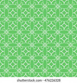 Seamless geometric line pattern, repeating texture. Seamless linear background. Contemporary graphic design, ethnic arabic, indian monochrome ornament. Seamless lace fabric pattern. Green and white