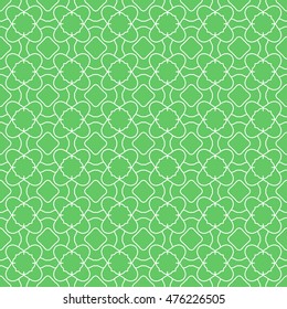 Seamless geometric line pattern, repeating texture. Seamless linear background. Contemporary graphic design, ethnic arabic, indian monochrome ornament. Seamless lace fabric pattern. Green and white