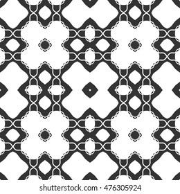 Seamless geometric line pattern, repeating texture. Seamless linear background. Contemporary graphic design, ethnic arabic, indian monochrome ornament. Seamless lace fabric pattern. Black and white