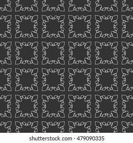 Seamless geometric line pattern, repeating texture. Seamless linear background. Contemporary graphic design, ethnic arabic, indian, turkish black and white ornament. Seamless lace fabric pattern.