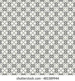 Seamless geometric line pattern, repeating texture. Seamless linear background. Contemporary graphic design, ethnic arabic, indian, turkish black and white ornament. Seamless lace fabric pattern.