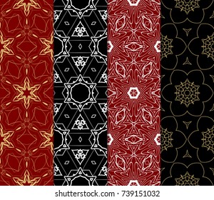 Seamless Geometric Line Pattern. Vintage Decorative Set. Floral design. Vector Illustration. Art Deco Style. For Fashion Background, Wallpaper, Home Decor, Interior Design