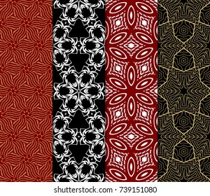 Seamless Geometric Line Pattern. Vintage Decorative Set. Floral design. Vector Illustration. Art Deco Style. For Fashion Background, Wallpaper, Home Decor, Interior Design
