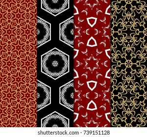 Seamless Geometric Line Pattern. Vintage Decorative Set. Floral design. Vector Illustration. Art Deco Style. For Fashion Background, Wallpaper, Home Decor, Interior Design