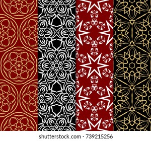 Seamless Geometric Line Pattern. Vintage Decorative Set. Floral design. Vector Illustration. Art Deco Style. For Fashion Background, Wallpaper, Home Decor, Interior Design