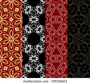 Seamless Geometric Line Pattern. Vintage Decorative Set. Floral design. Vector Illustration. Art Deco Style. For Fashion Background, Wallpaper, Home Decor, Interior Design
