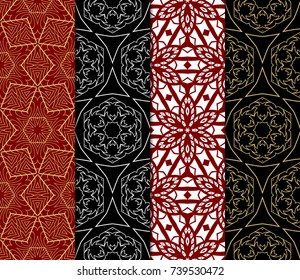 Seamless Geometric Line Pattern. Vintage Decorative Set. Floral design. Vector Illustration. Art Deco Style. For Fashion Background, Wallpaper, Home Decor, Interior Design