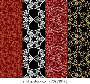 Seamless Geometric Line Pattern. Vintage Decorative Set. Floral design. Vector Illustration. Art Deco Style. For Fashion Background, Wallpaper, Home Decor, Interior Design