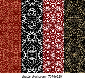 Seamless Geometric Line Pattern. Vintage Decorative Set. Floral design. Vector Illustration. Art Deco Style. For Fashion Background, Wallpaper, Home Decor, Interior Design