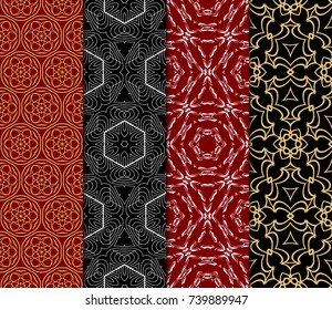 Seamless Geometric Line Pattern. Vintage Decorative Set. Floral design. Vector Illustration. Art Deco Style. For Fashion Background, Wallpaper, Home Decor, Interior Design