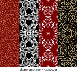 Seamless Geometric Line Pattern. Vintage Decorative Set. Floral design. Vector Illustration. Art Deco Style. For Fashion Background, Wallpaper, Home Decor, Interior Design