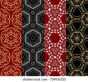 Seamless Geometric Line Pattern. Vintage Decorative Set. Floral design. Vector Illustration. Art Deco Style. For Fashion Background, Wallpaper, Home Decor, Interior Design
