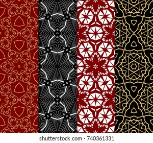Seamless Geometric Line Pattern. Vintage Decorative Set. Floral design. Vector Illustration. Art Deco Style. For Fashion Background, Wallpaper, Home Decor, Interior Design