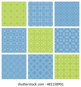 Seamless geometric line patterns set. Contemporary graphic design. Endless texture for wallpaper, pattern fills, web page line backgrounds. Monochrome geometric ornaments.