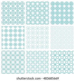 Seamless geometric line patterns set. Contemporary graphic design. Endless texture for wallpaper, pattern fills, web page line backgrounds. Monochrome geometric ornaments.