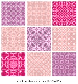Seamless geometric line patterns set. Contemporary graphic design. Endless texture for wallpaper, pattern fills, cards or invitations. Seamless lace backgrounds. Monochrome geometric ornaments.