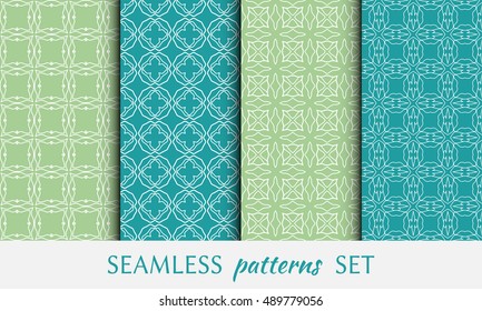 Seamless geometric line patterns set. Contemporary graphic design. Endless texture for wallpaper, pattern fills, cards or invitations. Seamless lace backgrounds. Monochrome geometric ornaments.