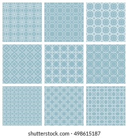 Seamless geometric line patterns set. Contemporary graphic design. Endless texture for wallpaper, pattern fills, web page line backgrounds. Monochrome geometric ornaments.