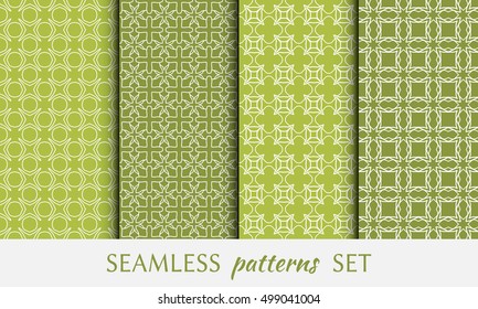 Seamless geometric line patterns set. Contemporary graphic design. Endless lace texture for wallpaper, pattern fill, invitation, card, banner, flyer. Seamless linear backgrounds with ethnic ornament