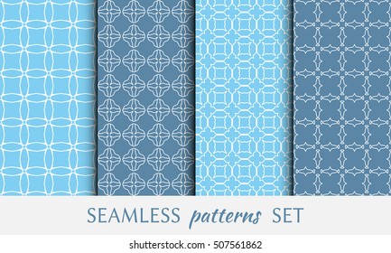 Seamless geometric line patterns set. Contemporary graphic design. Endless linear backgrounds collection, seamless lace texture for banners, flyers, invitation cards. Monochrome ornament