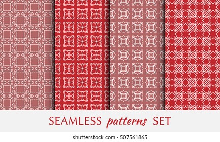 Seamless geometric line patterns set. Contemporary graphic design. Endless linear backgrounds collection, seamless lace texture for banners, flyers, invitation cards. Monochrome ornament