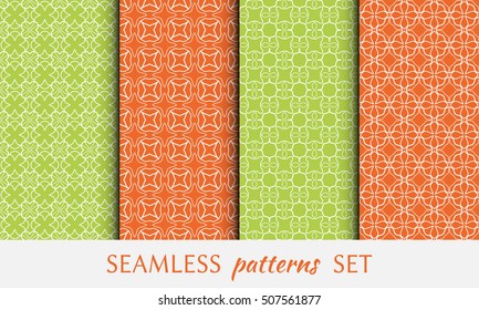 Seamless geometric line patterns set. Contemporary graphic design. Endless linear backgrounds collection, seamless lace texture for banners, flyers, invitation cards. Monochrome ornament