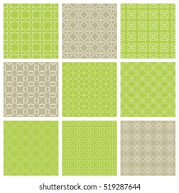 Seamless geometric line patterns set. Contemporary graphic design. Endless texture for wallpaper, pattern fills, web page line backgrounds. Monochrome geometric ornaments.