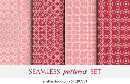 Seamless geometric line patterns set. Contemporary graphic design. Endless lace texture for wallpaper, pattern fill, invitation, card, banner, flyer. Seamless linear backgrounds with ethnic ornament