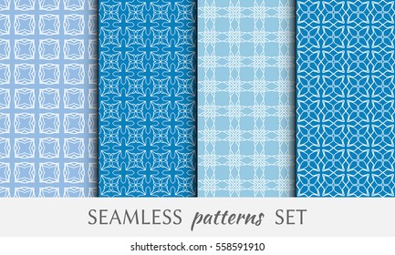 Seamless geometric line patterns set. Contemporary graphic design. Endless lace texture for wallpaper, pattern fill, invitation, card, banner, flyer. Seamless linear backgrounds with ethnic ornament