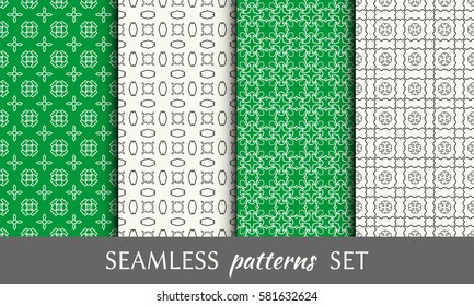 Seamless geometric line patterns set. Contemporary graphic design. Endless linear texture for wallpaper, pattern fill, invitation, card, banner, flyer. Monochrome seamless backgrounds collection