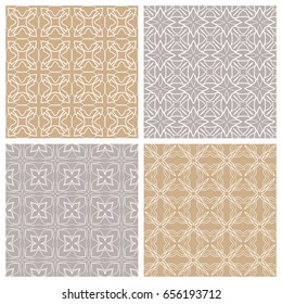 Seamless geometric line patterns set. Contemporary graphic design. Endless texture for wallpaper, pattern fills, web page line backgrounds. Tribal ethnic arabic, indian ornaments