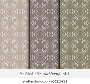 Seamless geometric line patterns set. Contemporary graphic design. Endless texture for wallpaper, pattern fills, web page line backgrounds. Tribal ethnic arabic, indian ornament