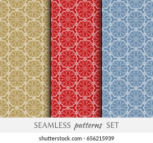 Seamless geometric line patterns set. Contemporary graphic design. Endless texture for wallpaper, pattern fills, web page line backgrounds. Tribal ethnic arabic, indian ornament
